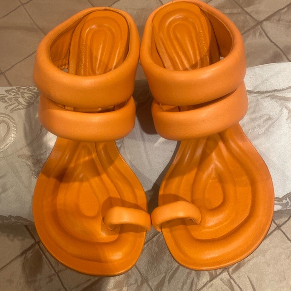 JACQUEMUS fabulous high heels orange soft leather slide shoes, size 38 - Picture 1 of 15